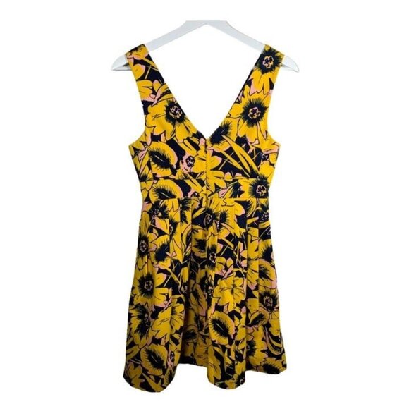 J Crew Dress Womens 00 XXS Sundress Sleeveless Mini Fit Flare Floral Yellow Work - Picture 4 of 10